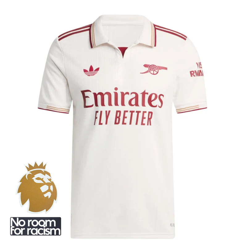 Arsenal Third Away Fan Jersey Shirt 2025/26 + Premier League Champion Badge(New) & No Room For Racis