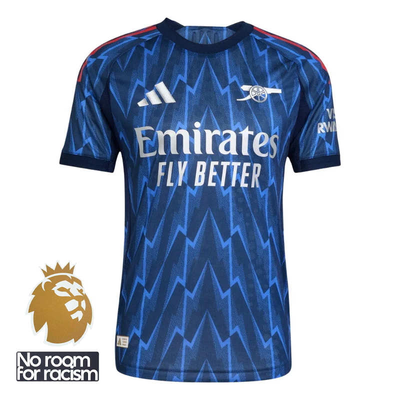 Arsenal Away Fan Jersey Shirt 2025/26 + Premier League Champion Badge(New) & No Room For Racis