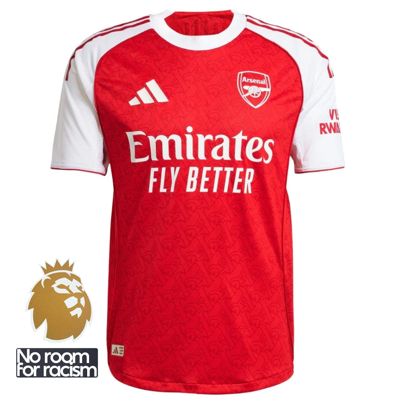 Arsenal Home Fan Jersey Shirt 2025/26 + Premier League Champion Badge(New) & No Room For Racis