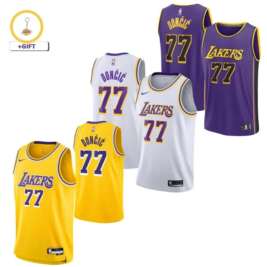 Luka Dončić Los Angeles Lakers Nike Unisex Swingman Jersey - Icon Edition - Gol, Purple, White