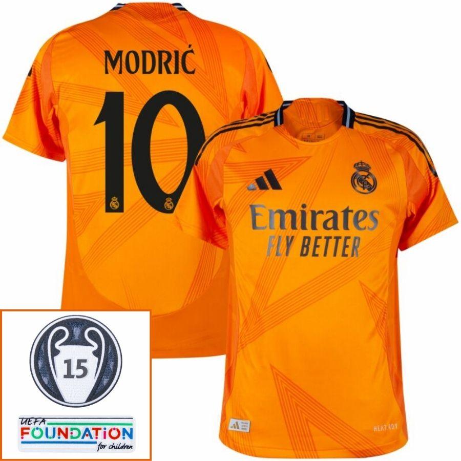 Real Madrid Modric 10 Away Fan Jersey 2024/25 Patches Ucl Uefa Foundation (Official Printing)