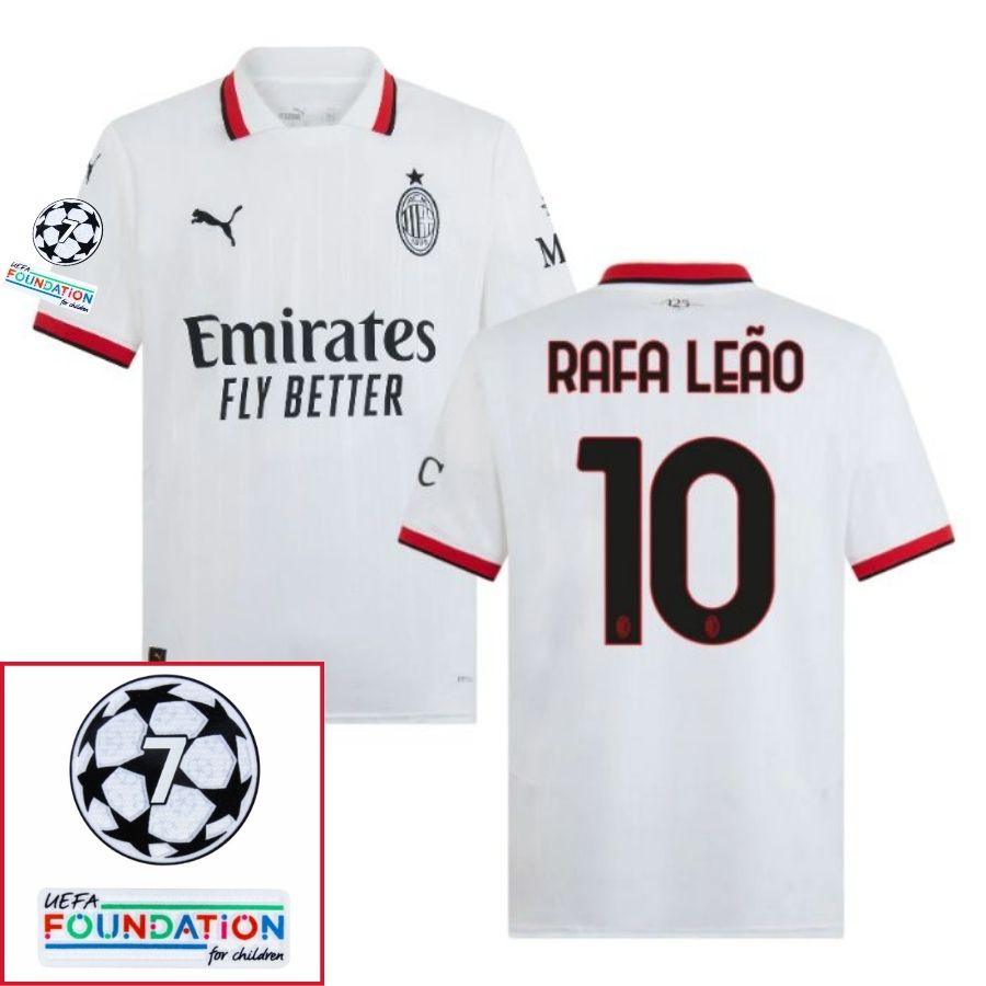 Ac Milan Rafa Leão Away Fan Jersey 2024/25 Patches Ucl Uefa Foundation (Official Printing)