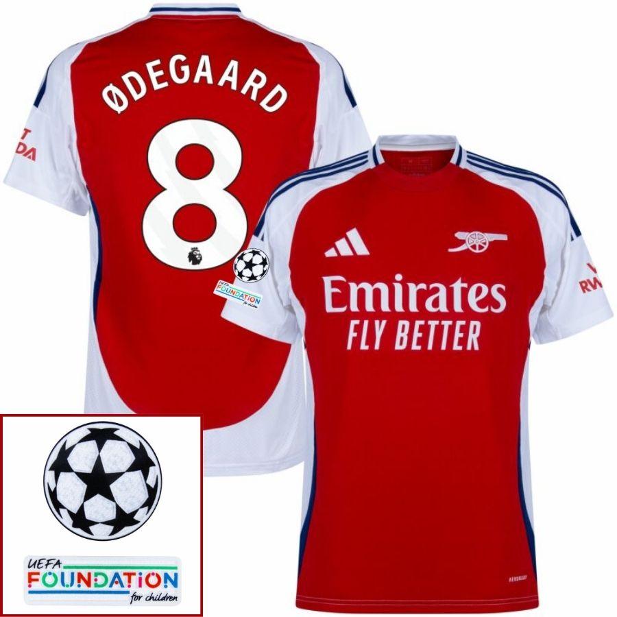 Arsenal Ødegaard 8 Home Fan Jersey 2024/25 Patches UCL UEFA Foundation (Official Printing)