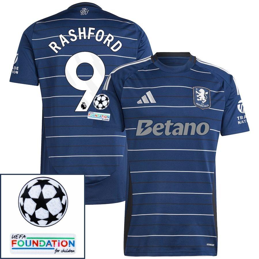 Aston Villa Rashford 9 Third Fan Jersey 2024/25 Patches UCL UEFA Foundation (Official Printing)