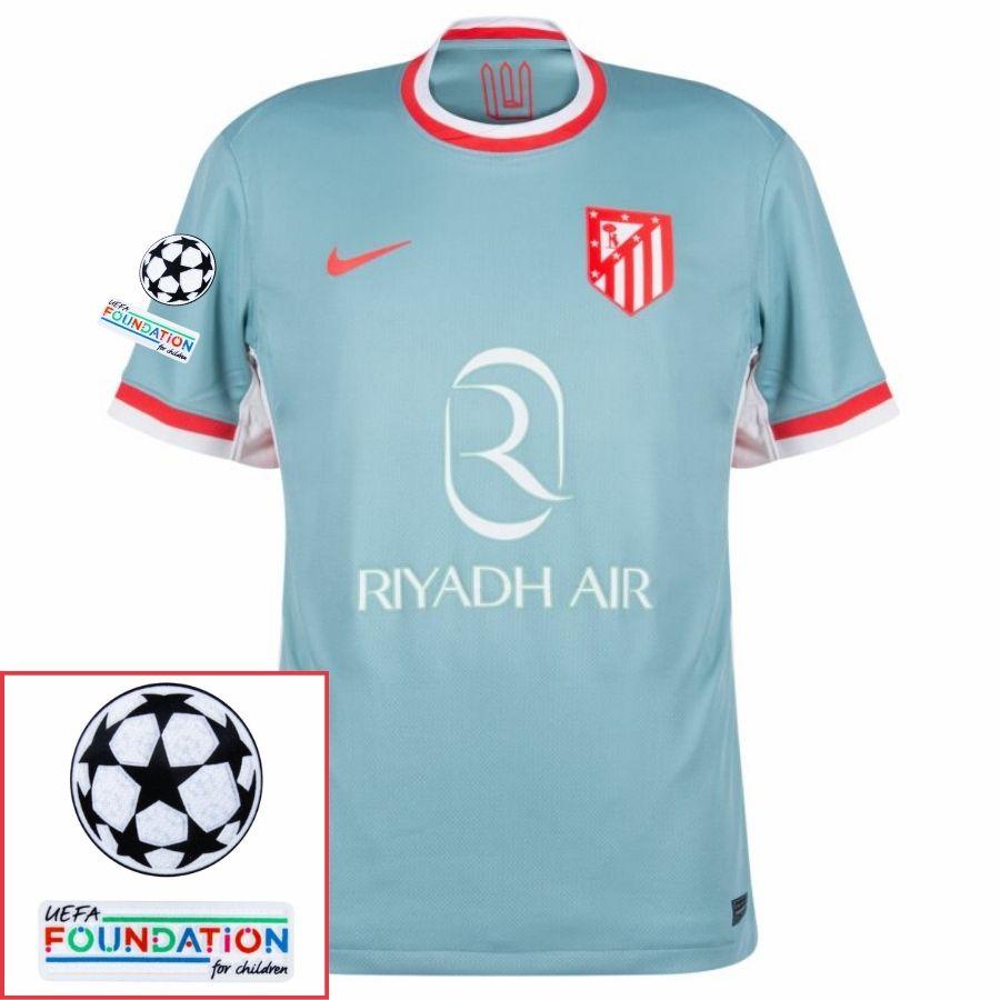 Atlético Madrid Julián Alvarez 19 Away Fan Jersey 2024/25 Patches UCL UEFA Foundation (Official Printing)
