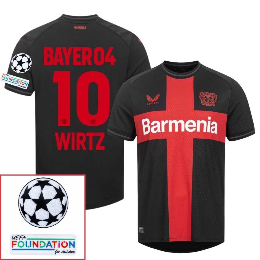 Bayer 04 Leverkusen Wirtz 10 Home Fan Jersey 2023/24 Patches Ucl Uefa Foundation (Official Printing)