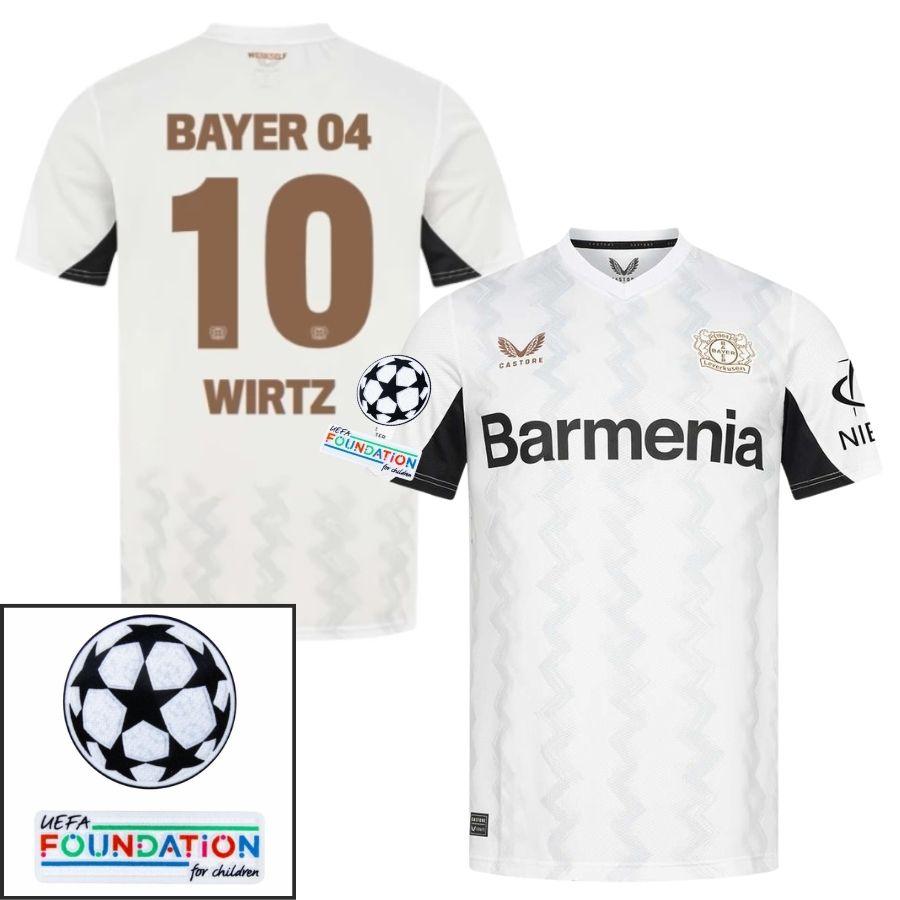 Bayer 04 Leverkusen Wirtz 10 Away Fan Jersey 2024/25 Patches Ucl Uefa Foundation (Official Printing)