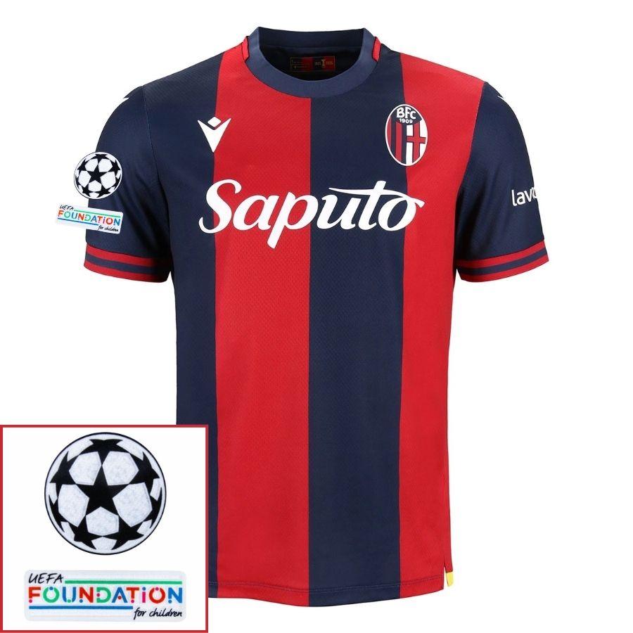 Bologna Home Fan Jersey 2024/25 Patches Ucl Uefa Foundation (Official Printing)