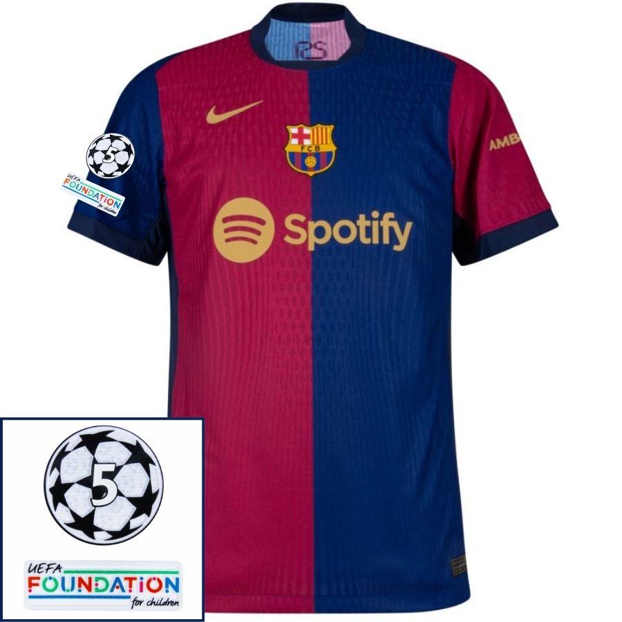 Barcelona Gavi 6 Home 2024/25 Patches UCL UEFA Foundation (Official Printing)