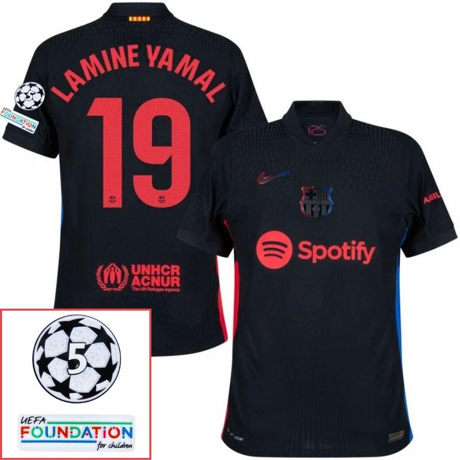 Barcelona Lamine Yamal 19 Away 2024/25 Patches Ucl Uefa Foundation (Official Printing)