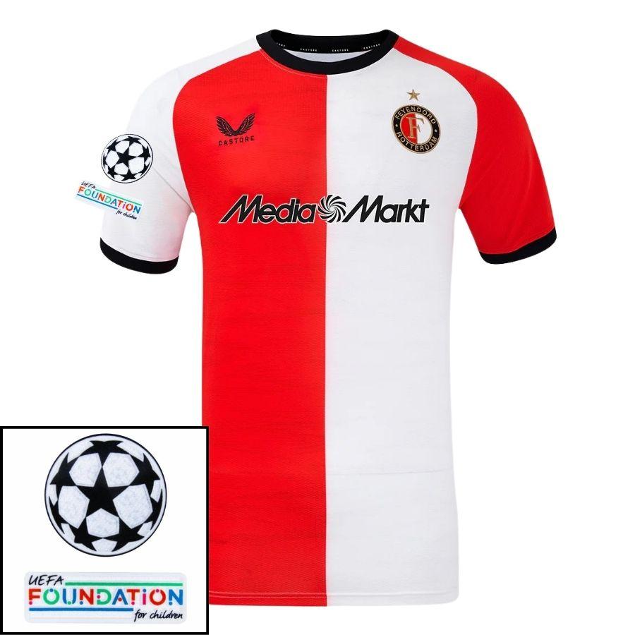 Feyenoord Home 2024/25 Patches Ucl Uefa Foundation (Official Printing)