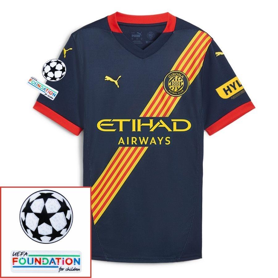 Girona Away 2024/25 Patches Ucl Uefa Foundation (Official Printing)