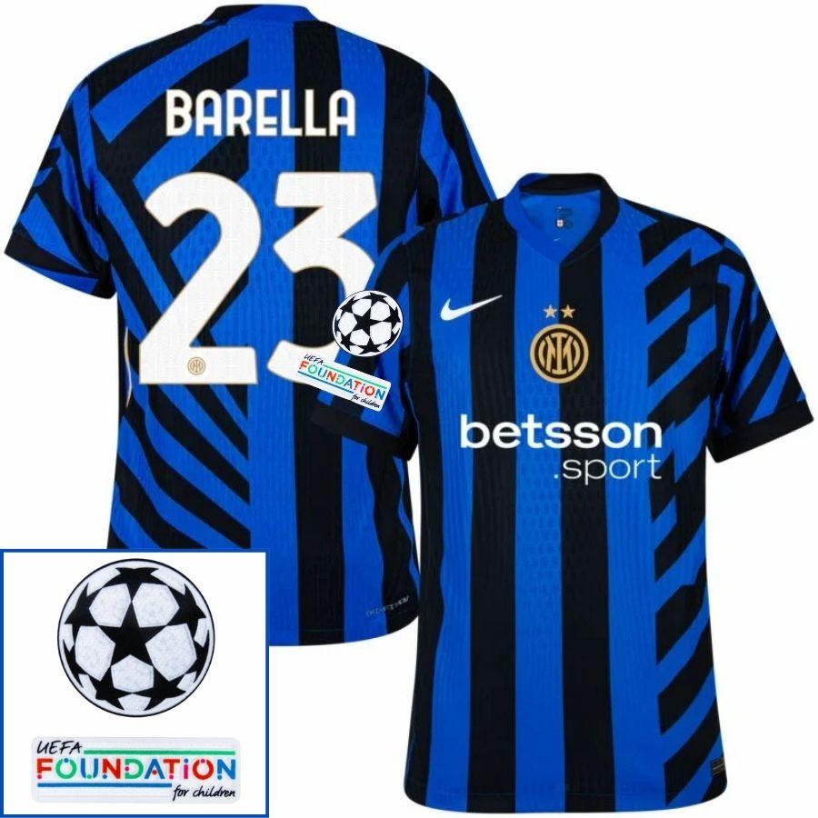 Inter Milan Barella 23 Home 2024/25 Patches Ucl Uefa Foundation (Official Printing)