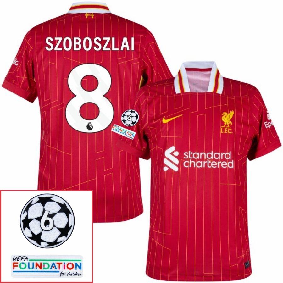 Liverpool Home 2024/25 Patches UCL UEFA Foundation (Official Printing)
