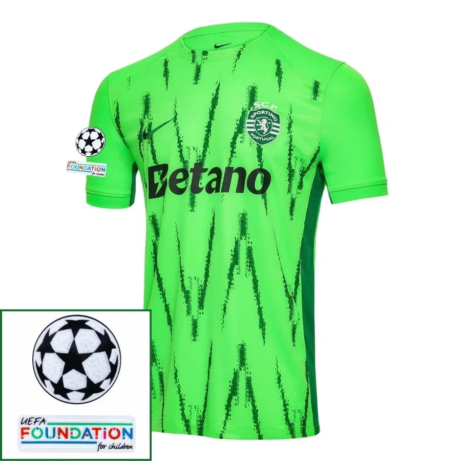 Sporting Cp Fan Jersey Fourth 2024/25 Patches Ucl Uefa Foundation (Official Printing)