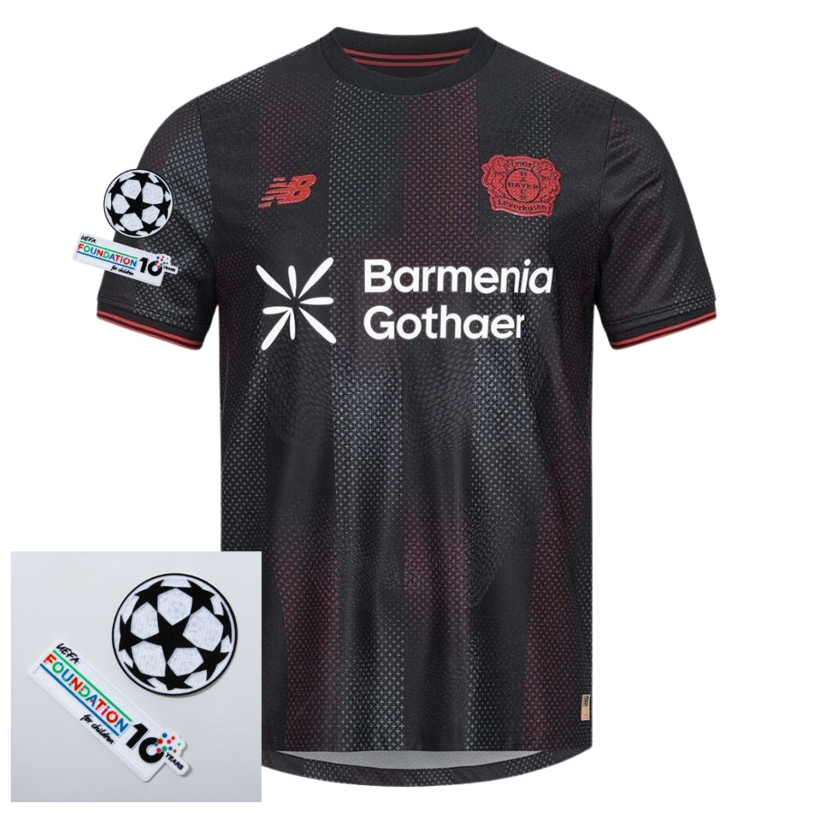 Bayer 04 Leverkusen Home Fan Jersey 2025/26 Patches Ucl + 10Th Anniversary Uefa Foundation