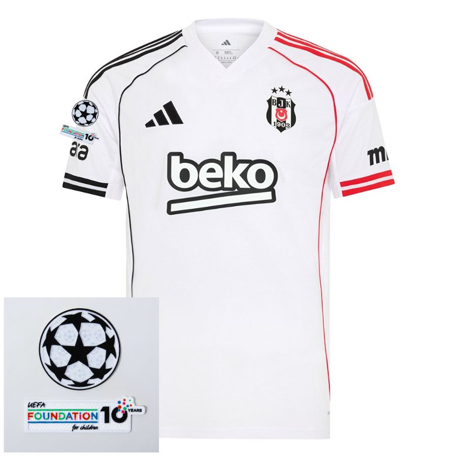 Beşiktaş Home Fan Jersey 2025/26 Patches Ucl Uefa Foundation (Official Printing)