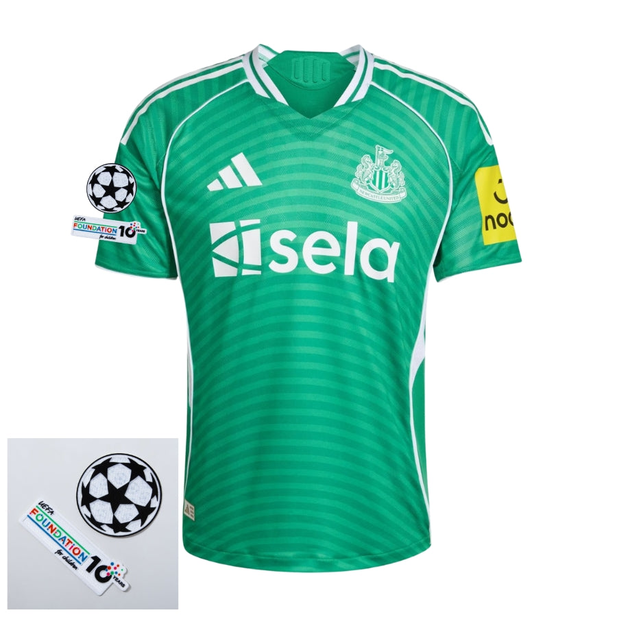 Newcastle United Away Fan Jersey 2025/26 Patches UCL + 10th Anniversary UEFA.
