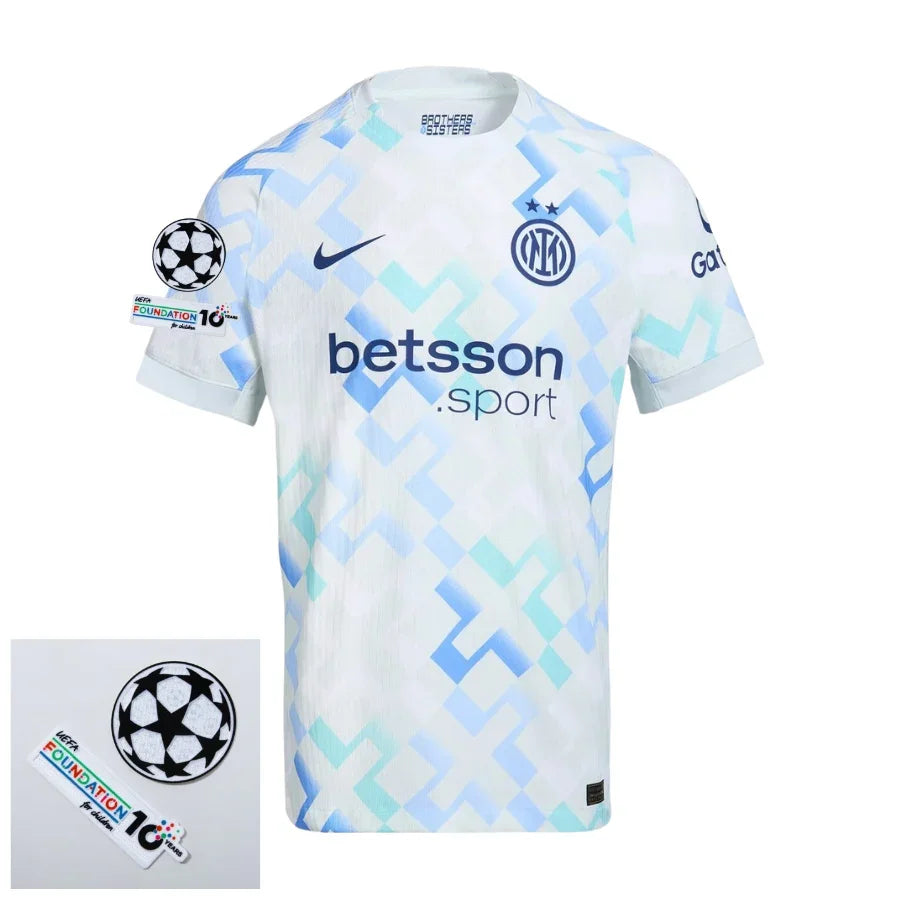Inter Milan Away Fan Jersey 2025/26 Patches Ucl + 10Th Anniversary Uefa.