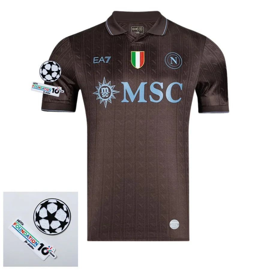 Napoli Third Fan Jersey 2025/26 Patches Ucl + 10Th Anniversary Uefa.