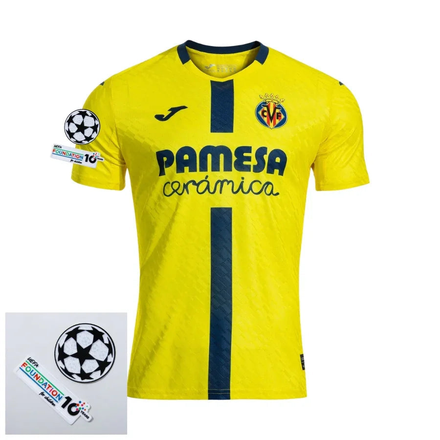 Villarreal Home Fan Jersey 2025/26 Patches Ucl + 10Th Anniversary Uefa.
