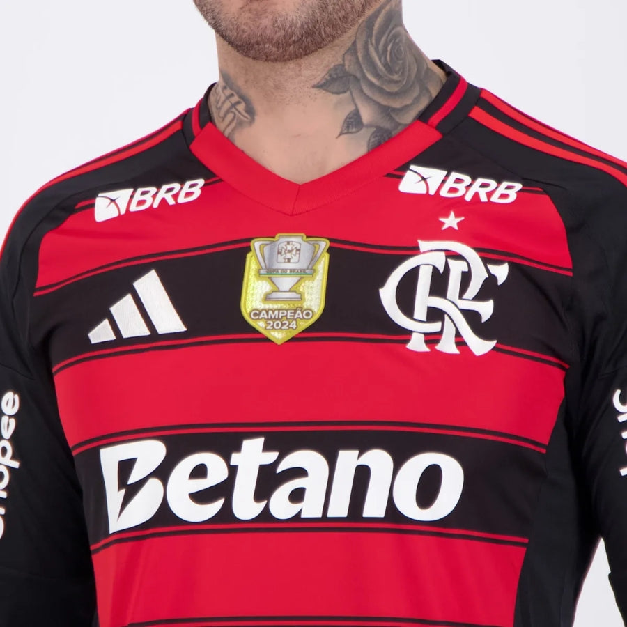 Flamengo Home Fan Jersey 2025/26 Patch and Sponsorships Official Printing