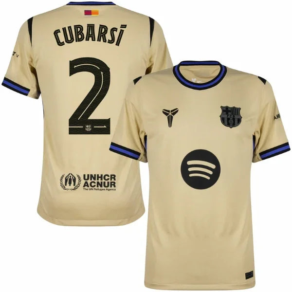 Barcelona Away Cubarsí 2 Fan Jersey 2025/26 Official Printing (Ucl)