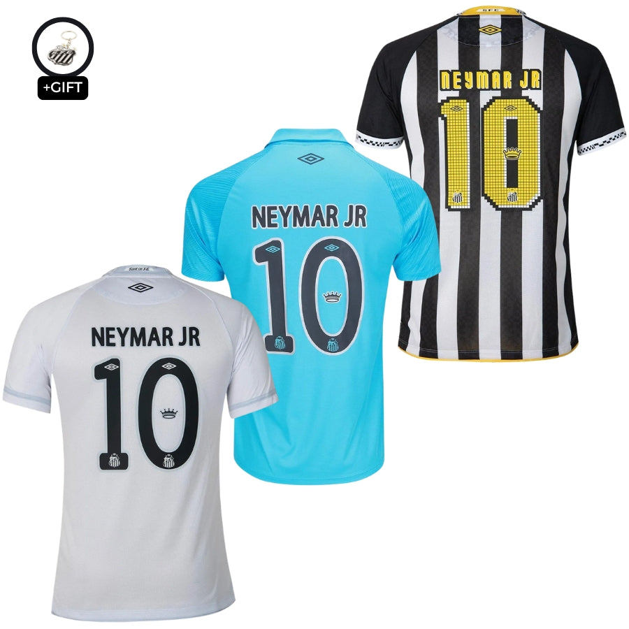 Santos Fan Jersey Home, Away e Third Neymar JR 10 2025/26 Official Printing - Kit 3 Fan Jersey