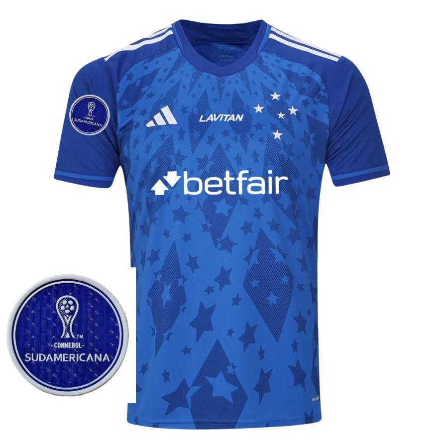 Cruzeiro Home Jersey 2024/25 + Todos Os Patrocinios + Patchs Sul Americana 2024