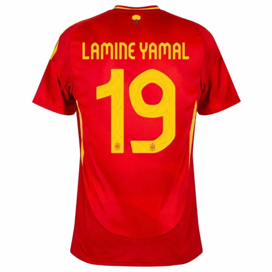 Spain Lamine Yamal 19 Home Fan Jersey 2025/26 Euro 2024 & Foundation Tournament Patches (Official Printing)
