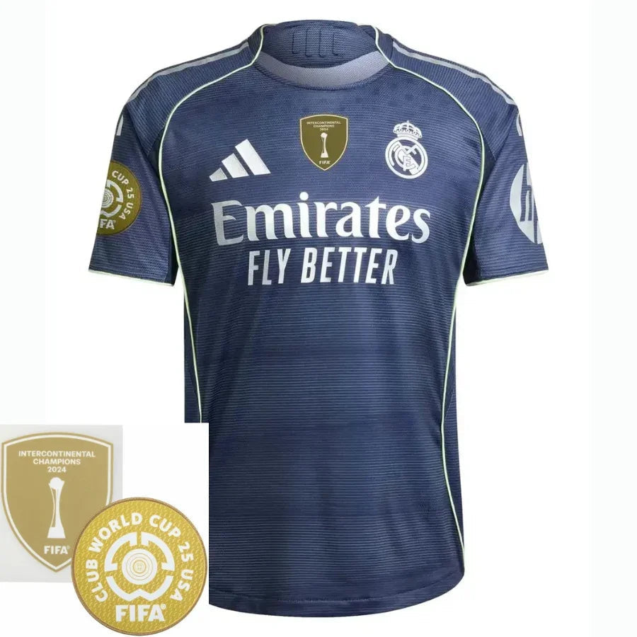 Real Madrid Away Fan Jersey 2025/26 – Patch 2025 Club World Cup + Fifa Intercontinental Champions
