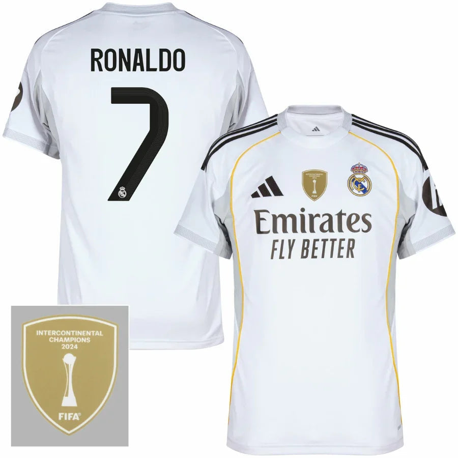 Real Madrid Ronaldo 7 Home Fan Jersey 2025/26 Fifa Intercontinental Champions Patch