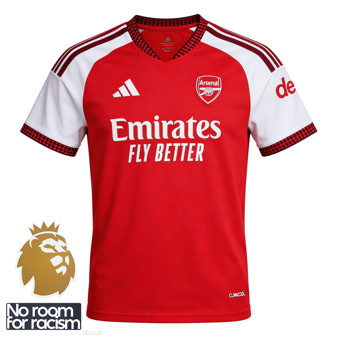 Arsenal Home Fan Jersey Shirt 2026/27 + Premier League Champion Badge(New) & No Room For Racism