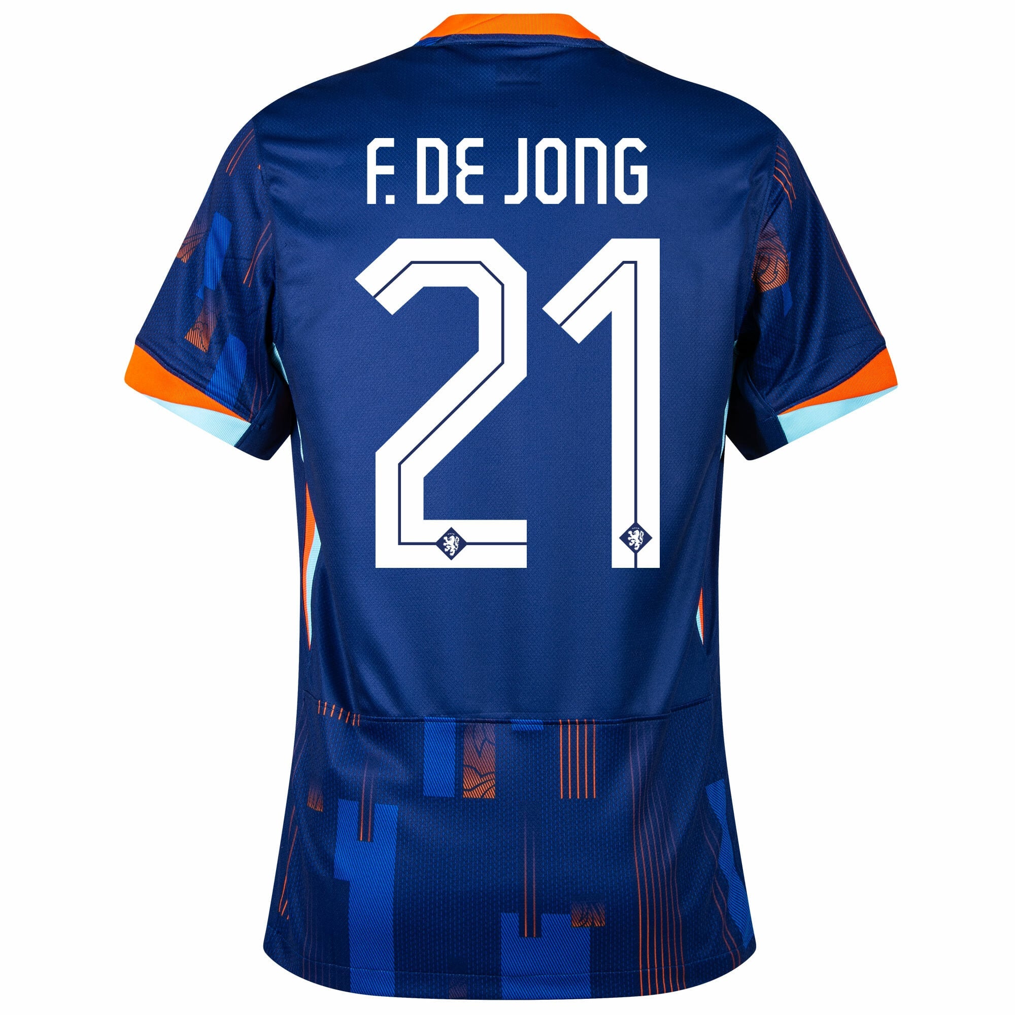 Netherlands Away F. De Jong 21 Fan Jersey Shirt 2024-2025 (Official Printing)