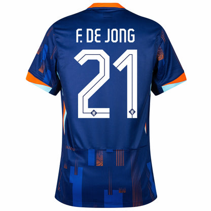 Netherlands Away F. De Jong 21 Fan Jersey Shirt 2024-2025 (Official Printing)