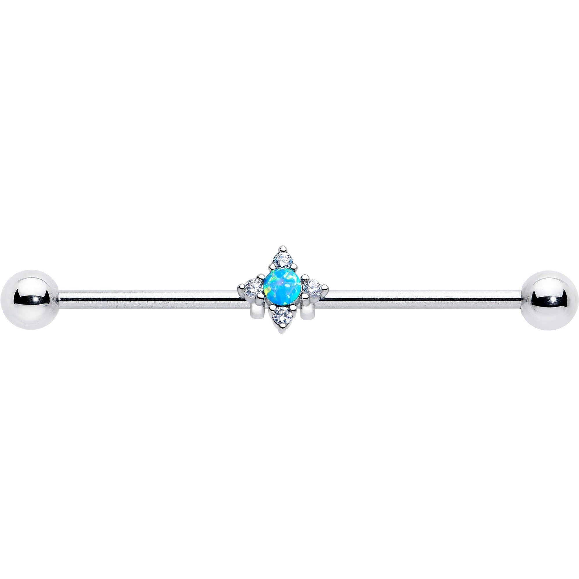 14G Blue Synthetic Opal Rhombus Star Industrial Barbell 38mm