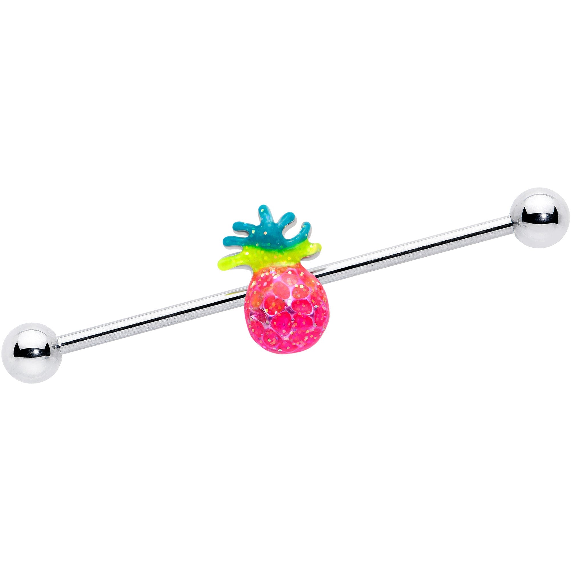 14G Hot Tropical Pineapple Industrial Barbell 38mm