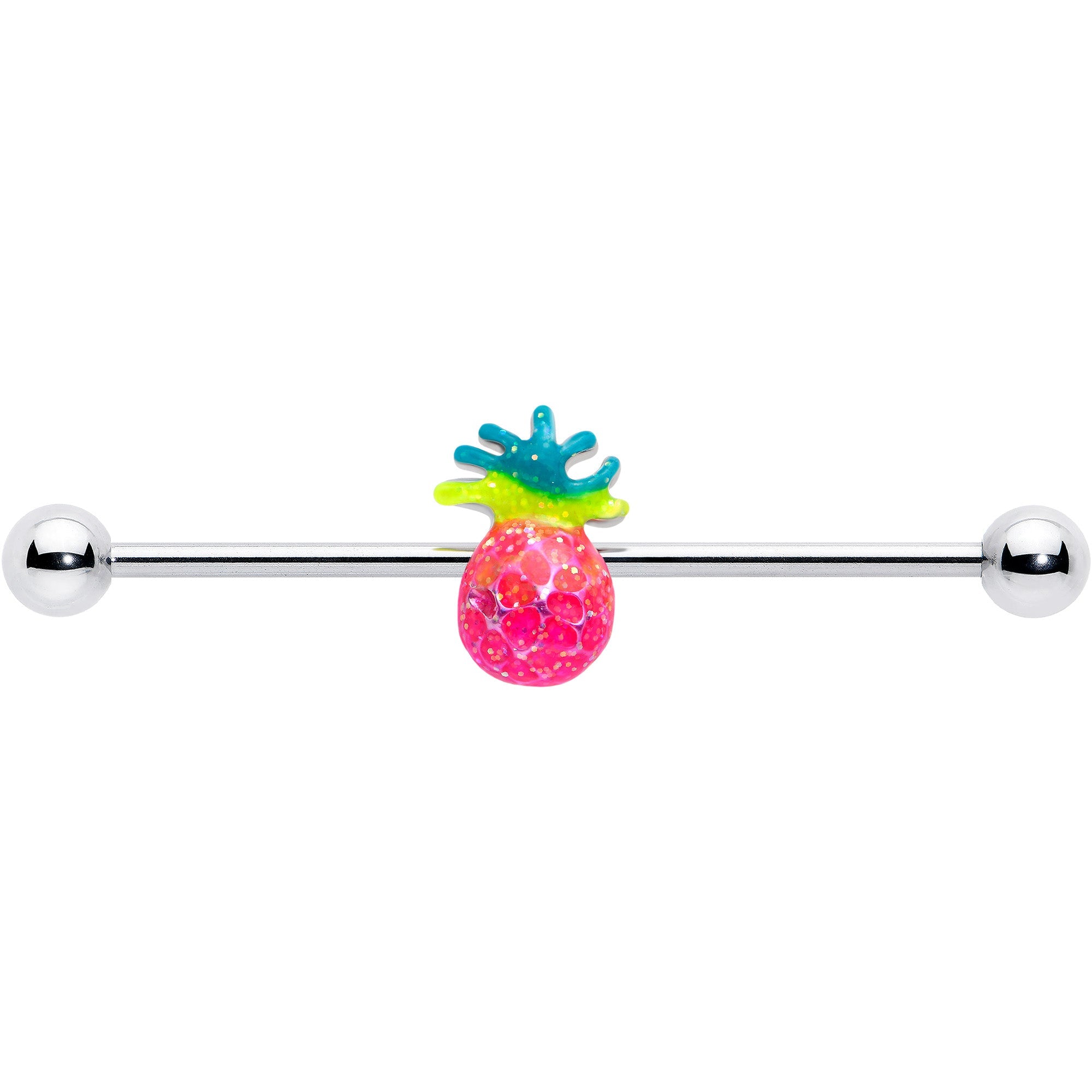 14G Hot Tropical Pineapple Industrial Barbell 38mm