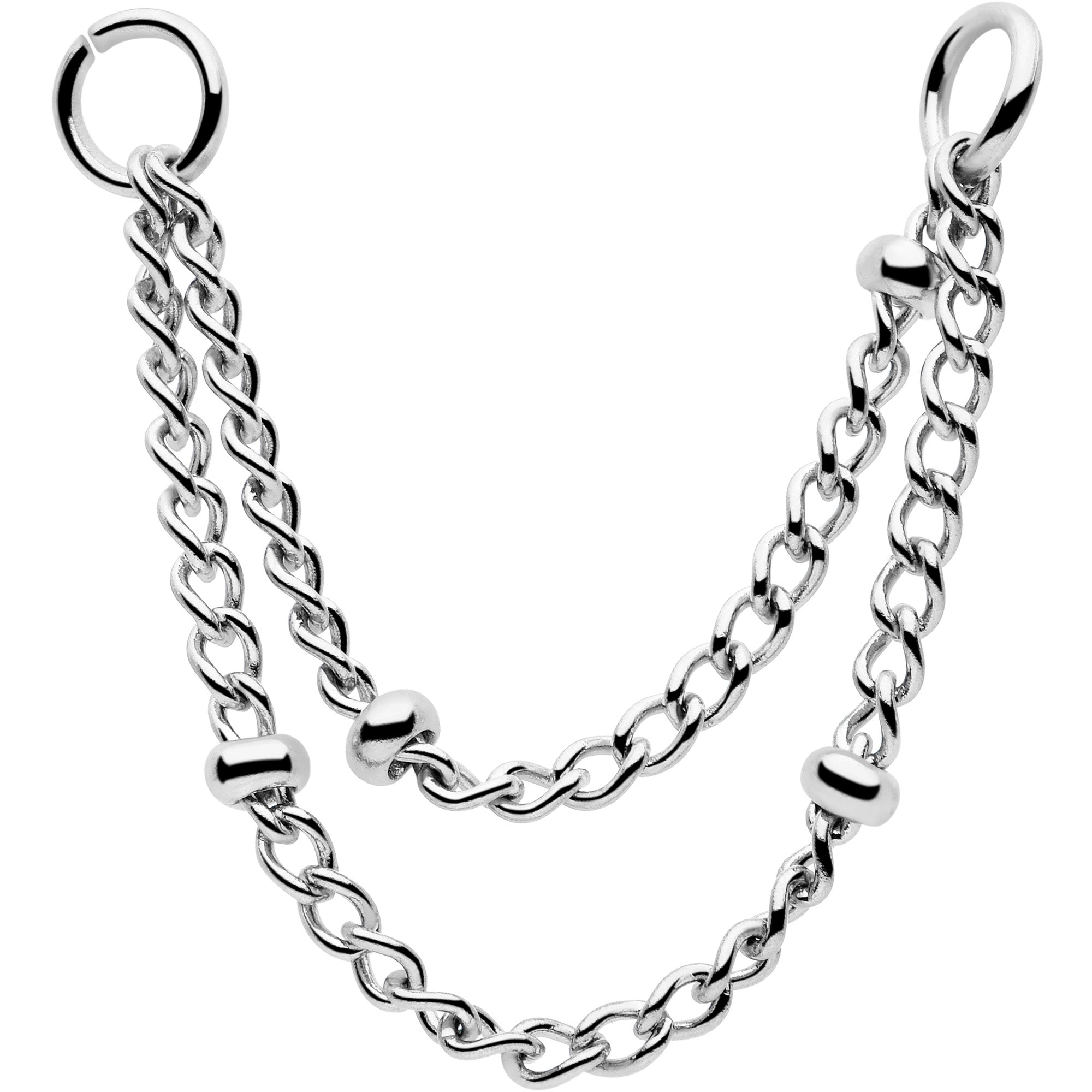 1 3/8 Flat Back Earring Removable Connector Chain Beaded