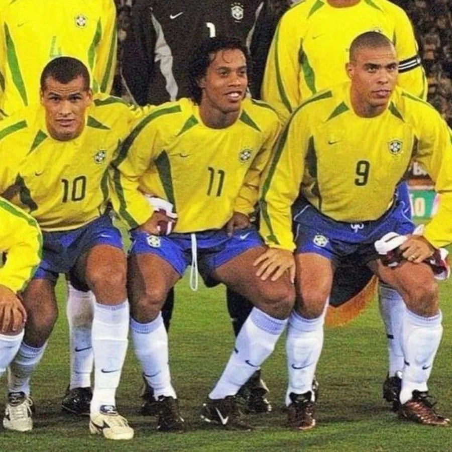 Ronaldo 9 Brazil Home Retro 2002 World Cup Ronaldo Ronaldinho Rivaldo