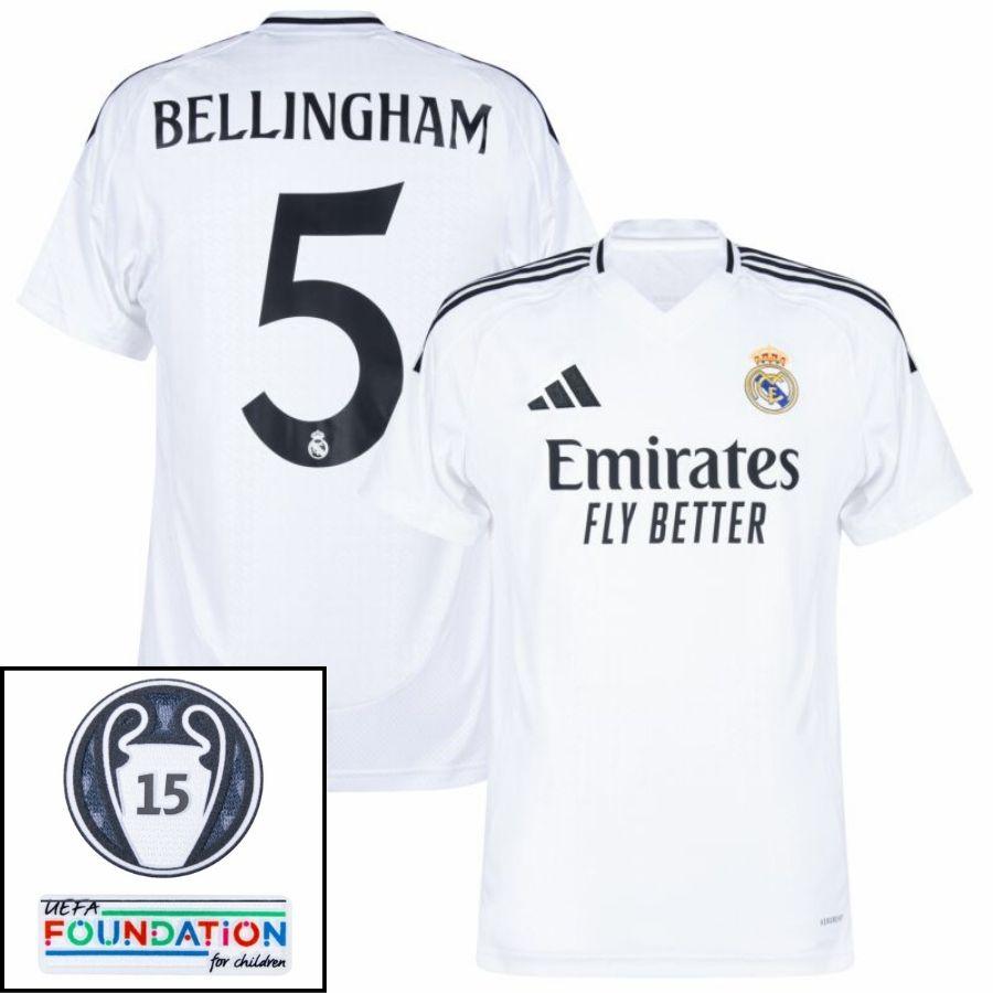 Real Madrid Home Fan Jersey 2024/25 Patches UCL UEFA Foundation (Official Printing)