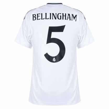 Real Madrid Bellingham 5 Home Fan Jersey 2024/25 Patches UCL UEFA Foundation (Official Printing)