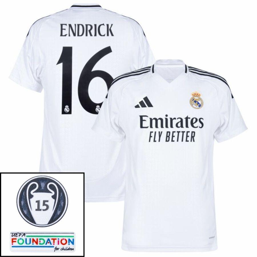 Real Madrid Home Fan Jersey 2024/25 Patches UCL UEFA Foundation (Official Printing)