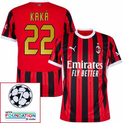 AC Milan Kaká 22 Home Fan Jersey 2024/25 Patches UCL UEFA Foundation (Official Printing)