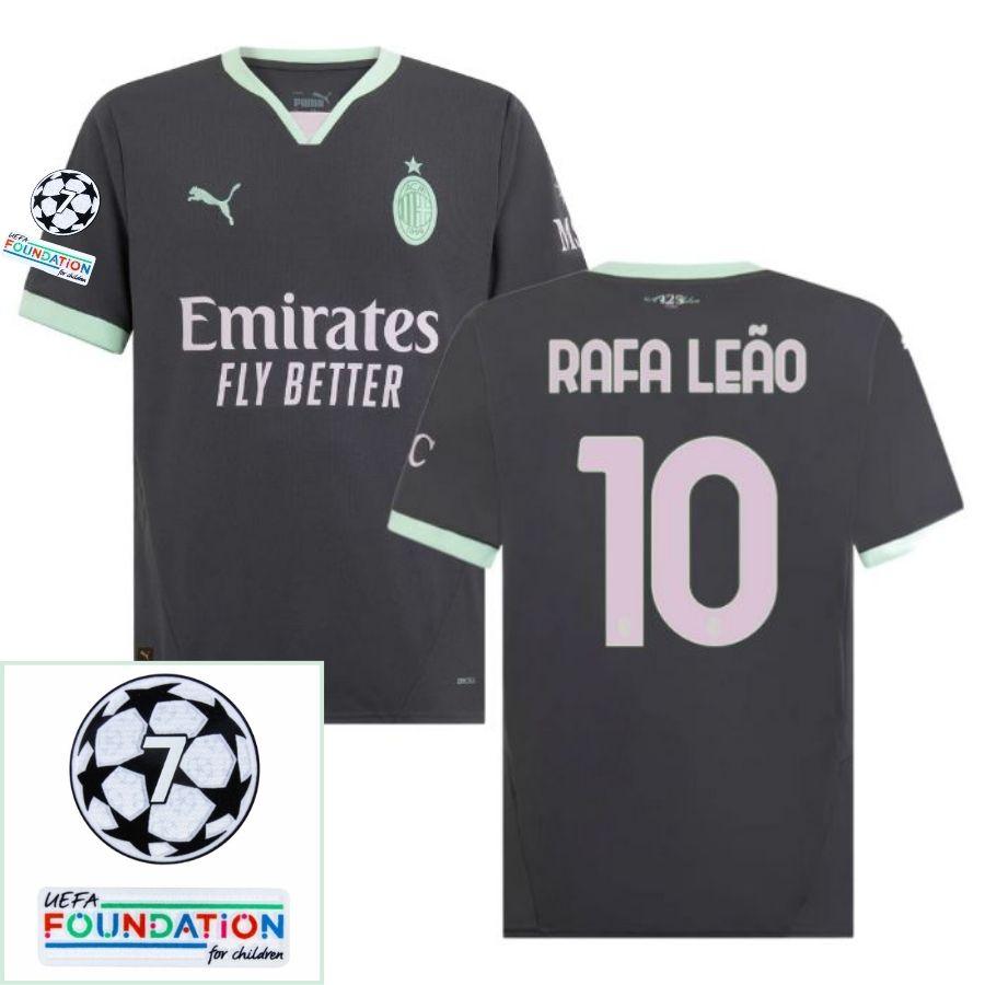 Ac Milan Rafa Leão Third Fan Jersey 2024/25 Patches Ucl Uefa Foundation (Official Printing)