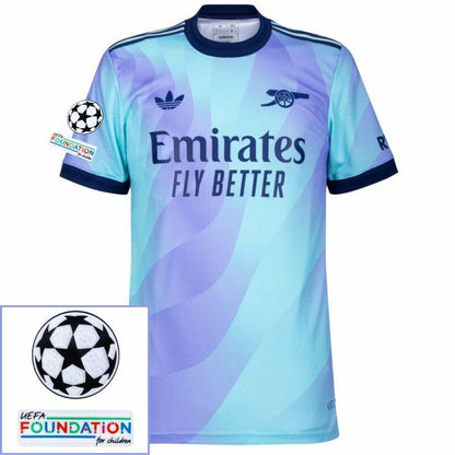 Arsenal Ødegaard 8 Third Fan Jersey 2024/25 Patches UCL UEFA Foundation (Official Printing)