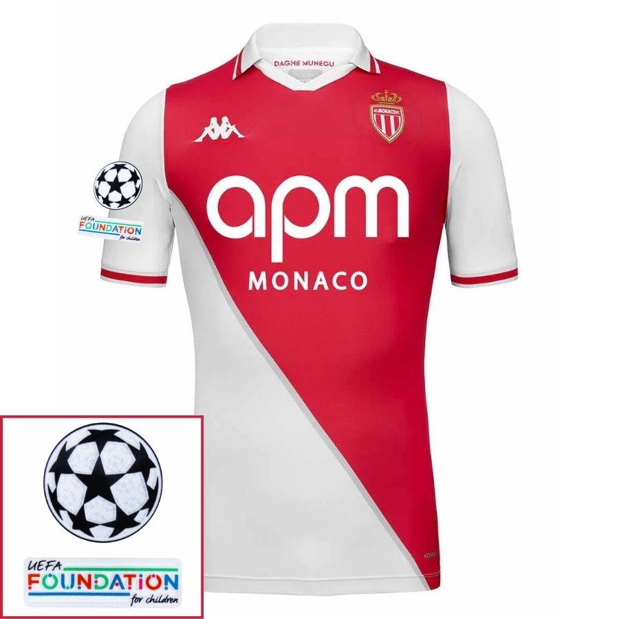 Monaco Home Fan Jersey 2024/25 Patches Ucl Uefa Foundation (Official Printing)