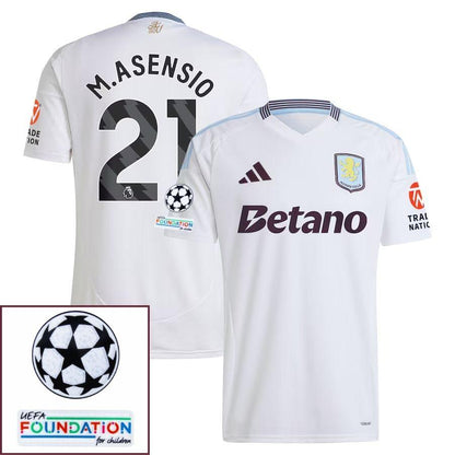 Aston Villa Marco Asensio 21 Away Fan Jersey 2024/25 Patches UCL UEFA Foundation (Official Printing)