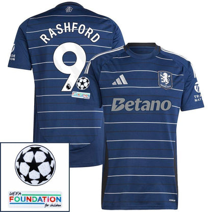 Aston Villa Rashford 9 Third Fan Jersey 2024/25 Patches UCL UEFA Foundation (Official Printing)