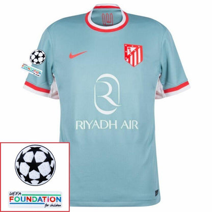 Atlético Madrid Julián Alvarez 19 Away Fan Jersey 2024/25 Patches UCL UEFA Foundation (Official Printing)